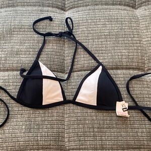 Black and White Triangle Bikini Top